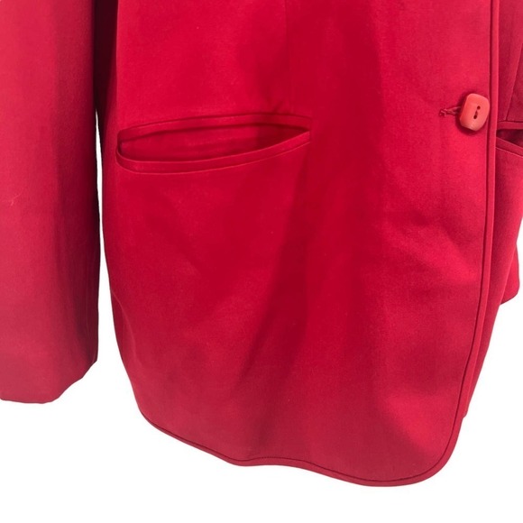 Vintage 80’s Due per Due Blazer 100% Silk Red 8 - Picture 5 of 7